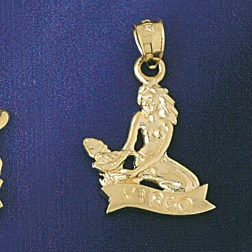 Virgo Virgin Zodiac Pendant Necklace Charm Bracelet in Yellow, White or Rose Gold 9230