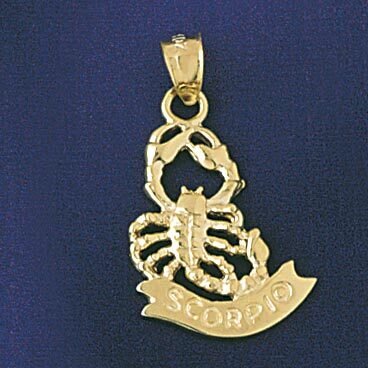 Scorpio Scorpion Zodiac Pendant Necklace Charm Bracelet in Yellow, White or Rose Gold 9232