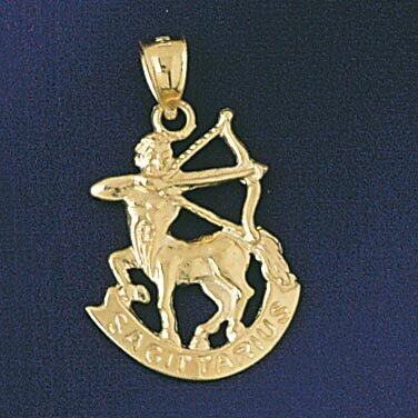 Sagittarius Archer Zodiac Pendant Necklace Charm Bracelet in Yellow, White or Rose Gold 9233