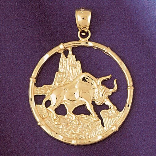 Ox Cow Chinese Zodiac Pendant Necklace Charm Bracelet in Yellow, White or Rose Gold 9304