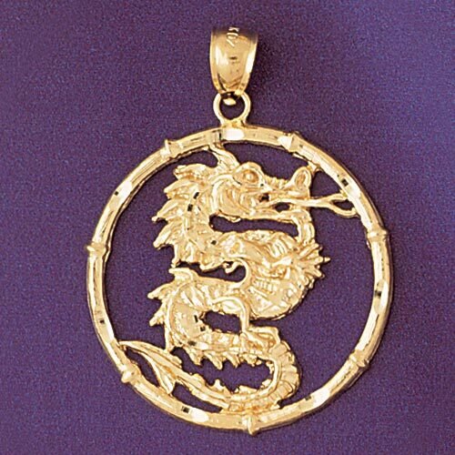 Dragon Chinese Zodiac Pendant Necklace Charm Bracelet in Yellow, White or Rose Gold 9307