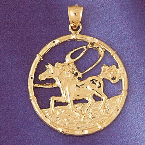 Horse Chinese Zodiac Pendant Necklace Charm Bracelet in Yellow, White or Rose Gold 9309
