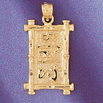 Longevity Chinese Sign Pendant Necklace Charm Bracelet in Yellow, White or Rose Gold 9318