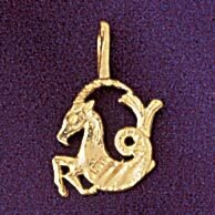 Capricorn Goat Zodiac Pendant Necklace Charm Bracelet in Yellow, White or Rose Gold 9329