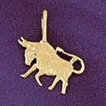 Taurus Bull Zodiac Pendant Necklace Charm Bracelet in Yellow, White or Rose Gold 9333