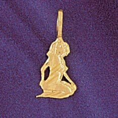 Virgo Virgin Zodiac Pendant Necklace Charm Bracelet in Yellow, White or Rose Gold 9334