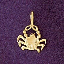 Cancer Crab Zodiac Pendant Necklace Charm Bracelet in Yellow, White or Rose Gold 9335