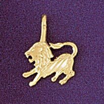 Leo Lion Zodiac Pendant Necklace Charm Bracelet in Yellow, White or Rose Gold 9336
