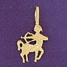 Sagittarius Archer Zodiac Pendant Necklace Charm Bracelet in Yellow, White or Rose Gold 9340