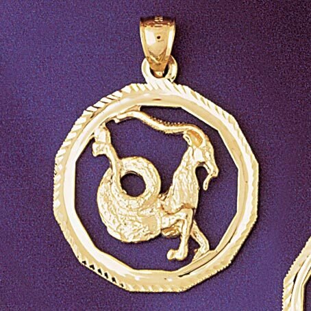 Capricorn Goat Zodiac Pendant Necklace Charm Bracelet in Yellow, White or Rose Gold 9341