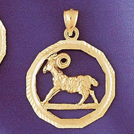 Aries Ram Zodiac Pendant Necklace Charm Bracelet in Yellow, White or Rose Gold 9344