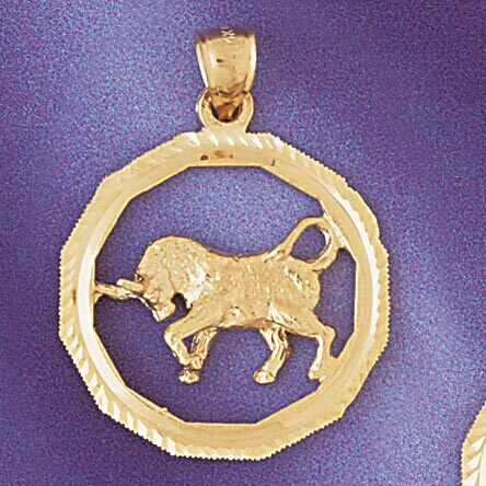 Taurus Bull Zodiac Pendant Necklace Charm Bracelet in Yellow, White or Rose Gold 9345