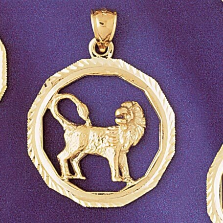 Leo Lion Zodiac Pendant Necklace Charm Bracelet in Yellow, White or Rose Gold 9348