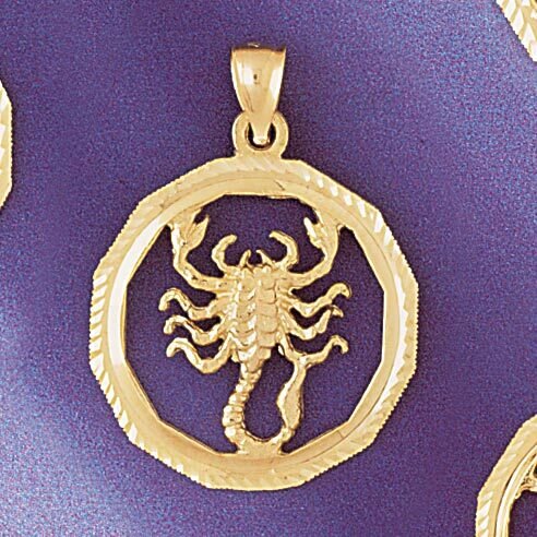 Scorpio Scorpion Zodiac Pendant Necklace Charm Bracelet in Yellow, White or Rose Gold 9351
