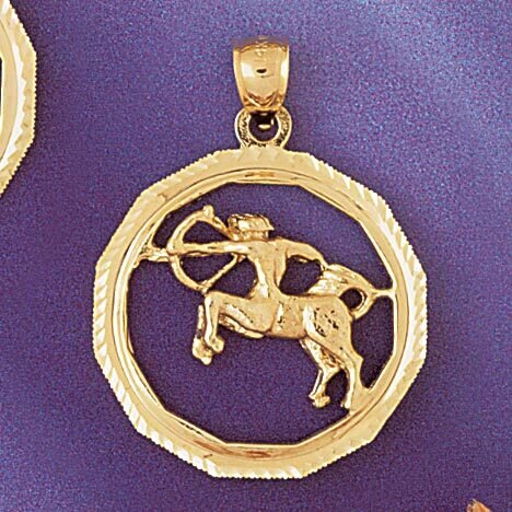 Sagittarius Archer Zodiac Pendant Necklace Charm Bracelet in Yellow, White or Rose Gold 9352