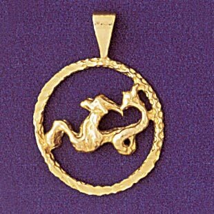 Capricorn Goat Zodiac Pendant Necklace Charm Bracelet in Yellow, White or Rose Gold 9353