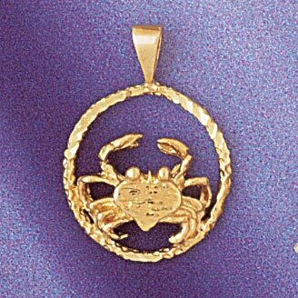 Cancer Crab Zodiac Pendant Necklace Charm Bracelet in Yellow, White or Rose Gold 9359