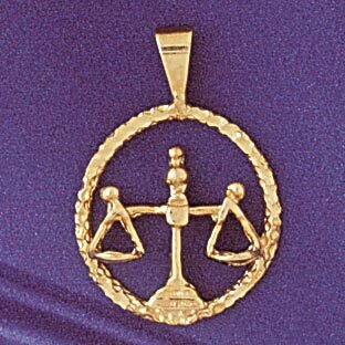 Libra Scales Zodiac Pendant Necklace Charm Bracelet in Yellow, White or Rose Gold 9362