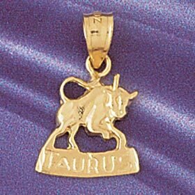 Taurus Bull Zodiac Pendant Necklace Charm Bracelet in Yellow, White or Rose Gold 9369