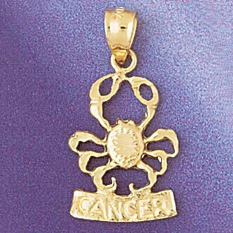 Cancer Crab Zodiac Pendant Necklace Charm Bracelet in Yellow, White or Rose Gold 9371