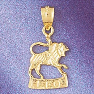 Leo Lion Zodiac Pendant Necklace Charm Bracelet in Yellow, White or Rose Gold 9372