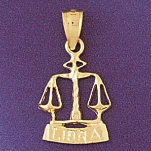 Libra Scales Zodiac Pendant Necklace Charm Bracelet in Yellow, White or Rose Gold 9374
