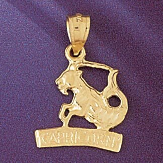Capricorn Goat Zodiac Pendant Necklace Charm Bracelet in Yellow, White or Rose Gold 9376