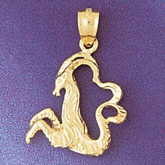 Capricorn Goat Zodiac Pendant Necklace Charm Bracelet in Yellow, White or Rose Gold 9377