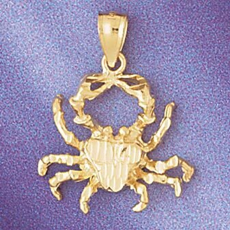 Cancer Crab Zodiac Pendant Necklace Charm Bracelet in Yellow, White or Rose Gold 9383