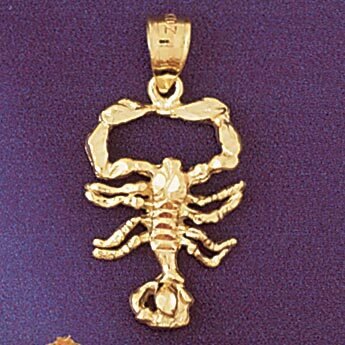 Scorpio Scorpion Zodiac Pendant Necklace Charm Bracelet in Yellow, White or Rose Gold 9387