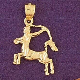 Sagittarius Archer Zodiac Pendant Necklace Charm Bracelet in Yellow, White or Rose Gold 9388