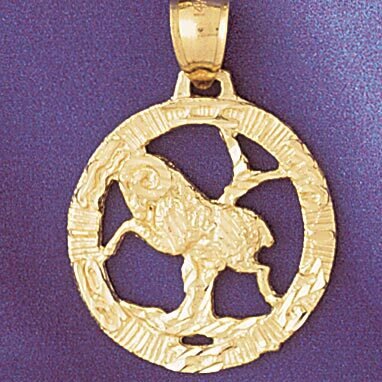 Aries Ram Zodiac Pendant Necklace Charm Bracelet in Yellow, White or Rose Gold 9392