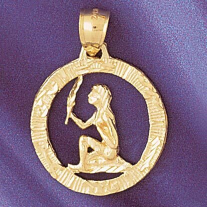 Virgo Virgin Zodiac Pendant Necklace Charm Bracelet in Yellow, White or Rose Gold 9397