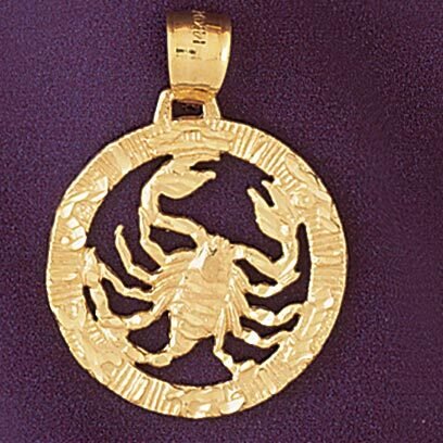 Scorpio Scorpion Zodiac Pendant Necklace Charm Bracelet in Yellow, White or Rose Gold 9399