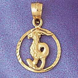 Capricorn Goat Zodiac Pendant Necklace Charm Bracelet in Yellow, White or Rose Gold 9401