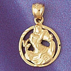 Dazzlers Jewelry Aquarius Water Bearer Zodiac Pendant Necklace Charm Bracelet in Yellow, White or R…