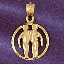 Dazzlers Jewelry Gemini Twins Zodiac Pendant Necklace Charm Bracelet in Yellow, White or Rose Gold …
