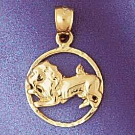 Leo Lion Zodiac Pendant Necklace Charm Bracelet in Yellow, White or Rose Gold 9408