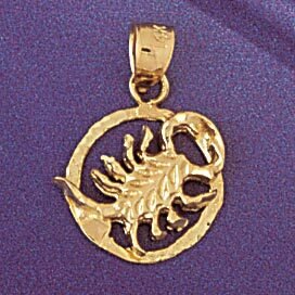 Scorpio Scorpion Zodiac Pendant Necklace Charm Bracelet in Yellow, White or Rose Gold 9411