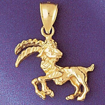 Capricorn Goat Zodiac Pendant Necklace Charm Bracelet in Yellow, White or Rose Gold 9413