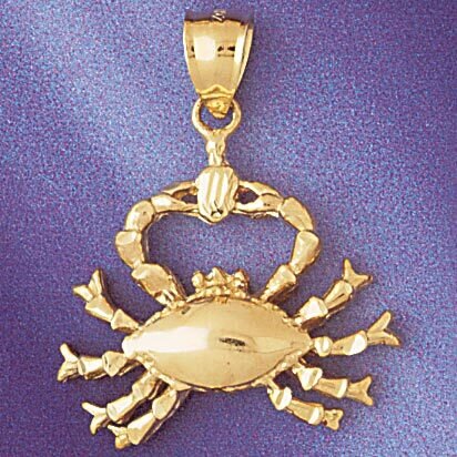 Cancer Crab Zodiac Pendant Necklace Charm Bracelet in Yellow, White or Rose Gold 9419
