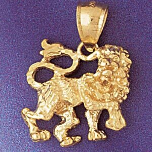 Leo Lion Zodiac Pendant Necklace Charm Bracelet in Yellow, White or Rose Gold 9420