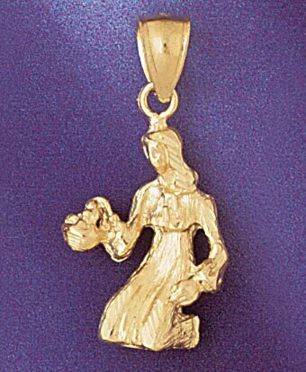 Virgo Virgin Zodiac Pendant Necklace Charm Bracelet in Yellow, White or Rose Gold 9421