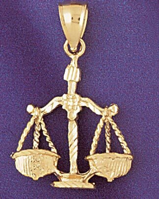 Libra Scales Zodiac Pendant Necklace Charm Bracelet in Yellow, White or Rose Gold 9422