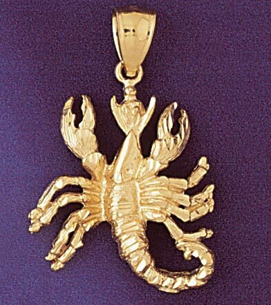 Scorpio Scorpion Zodiac Pendant Necklace Charm Bracelet in Yellow, White or Rose Gold 9423