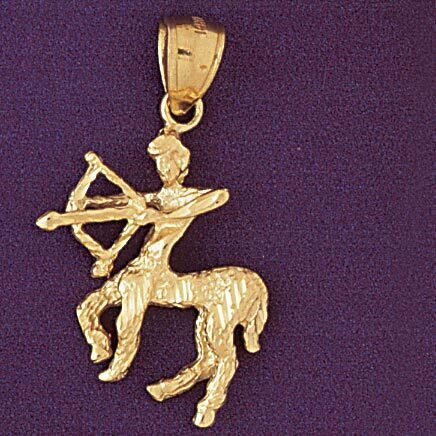 Sagittarius Archer Zodiac Pendant Necklace Charm Bracelet in Yellow, White or Rose Gold 9424