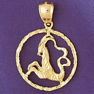 Capricorn Goat Zodiac Pendant Necklace Charm Bracelet in Yellow, White or Rose Gold 9425