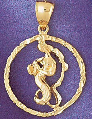 Aquarius Water Bearer Zodiac Pendant Necklace Charm Bracelet in Yellow, White or Rose Gold 9426