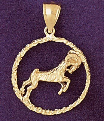 Aries Ram Zodiac Pendant Necklace Charm Bracelet in Yellow, White or Rose Gold 9428