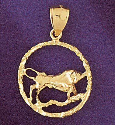 Taurus Bull Zodiac Pendant Necklace Charm Bracelet in Yellow, White or Rose Gold 9429